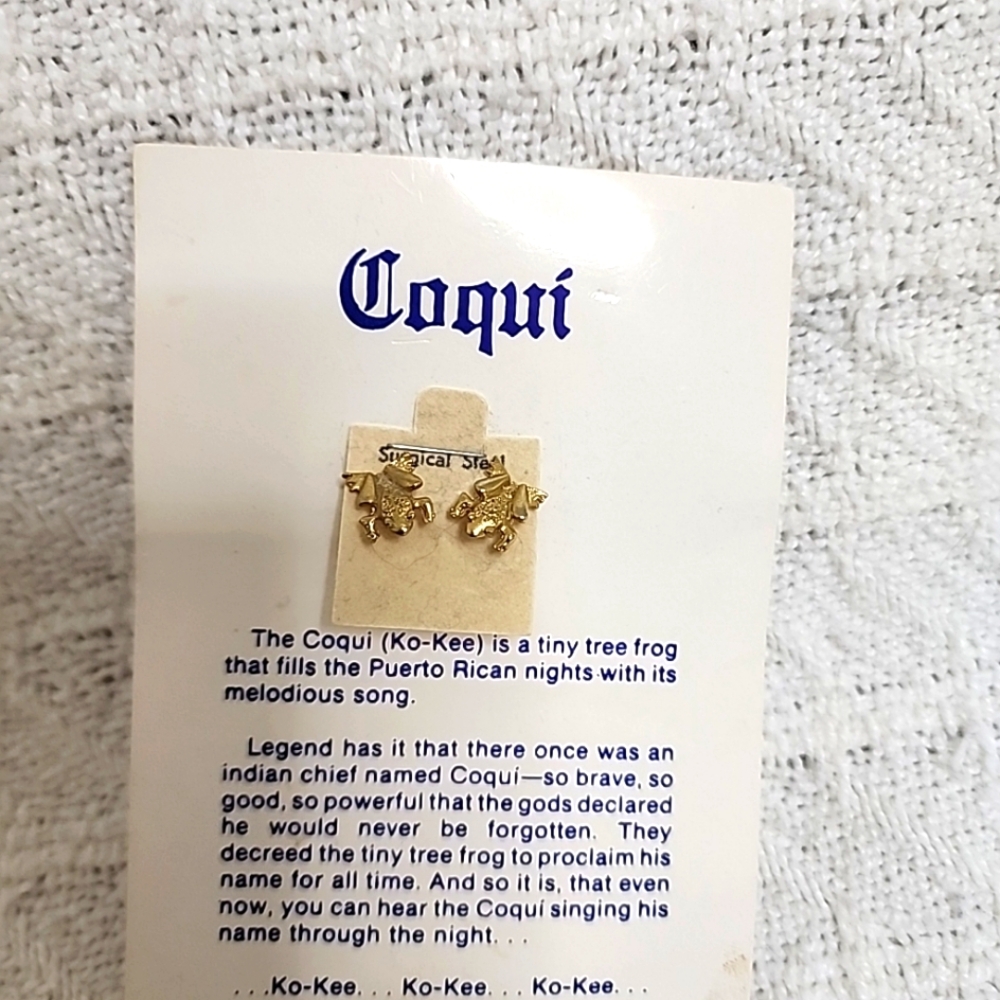 NWT Puerto Rican Coqui Surgical Steel Post Earrings